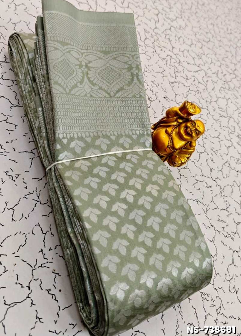 FANCY SILVAR ZARI NILA SAREES - METALLIC SILVAR