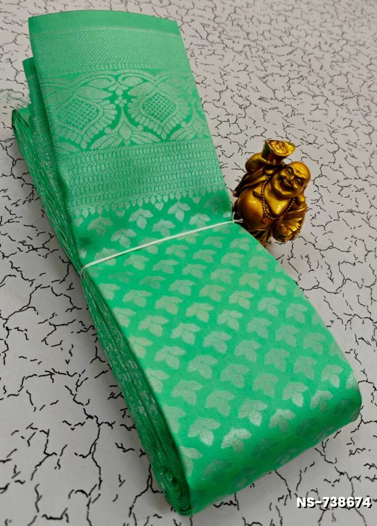 FANCY SILVAR ZARI NILA SAREES - EMERALD COLOUR