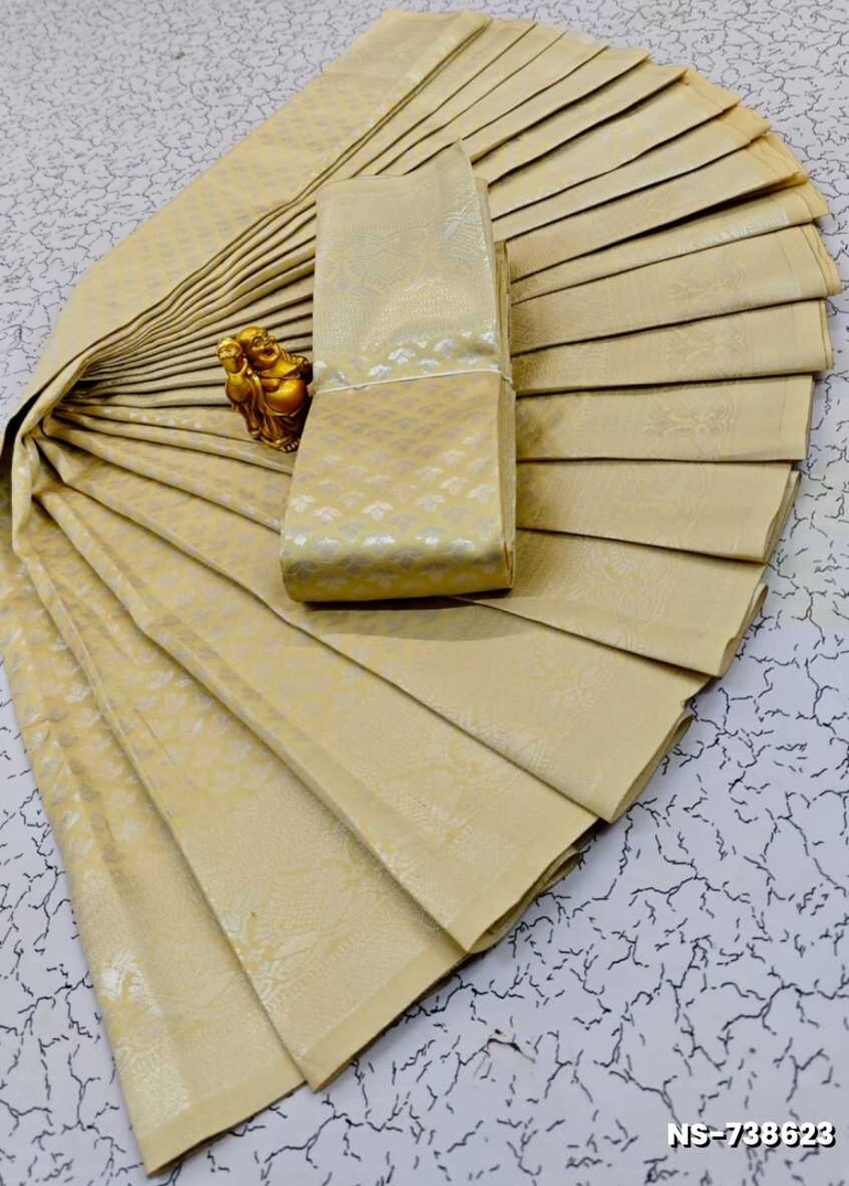 FANCY SILVAR ZARI NILA SAREES - LIGHT SANDLE