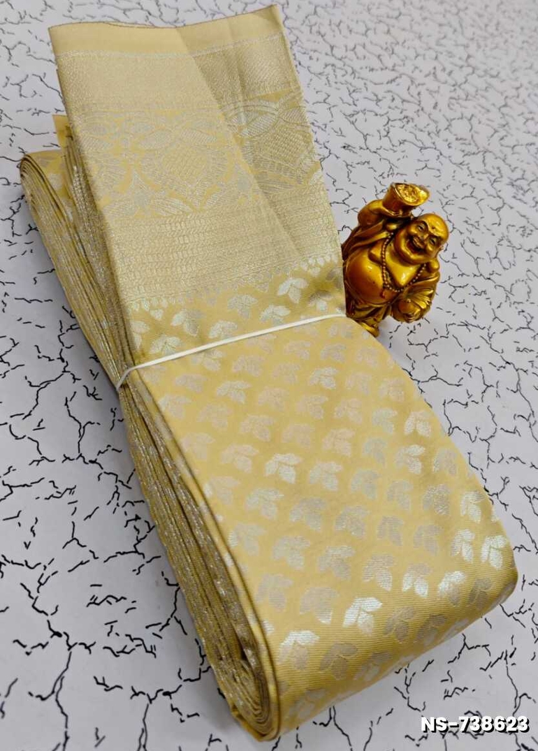 FANCY SILVAR ZARI NILA SAREES - LIGHT SANDLE