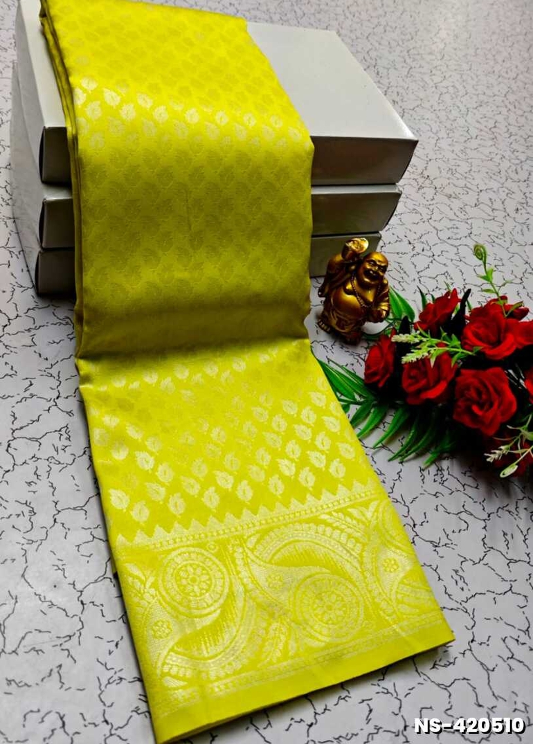 FANCY SILVAR ZARI NILA SAREES - YELLOW (1)
