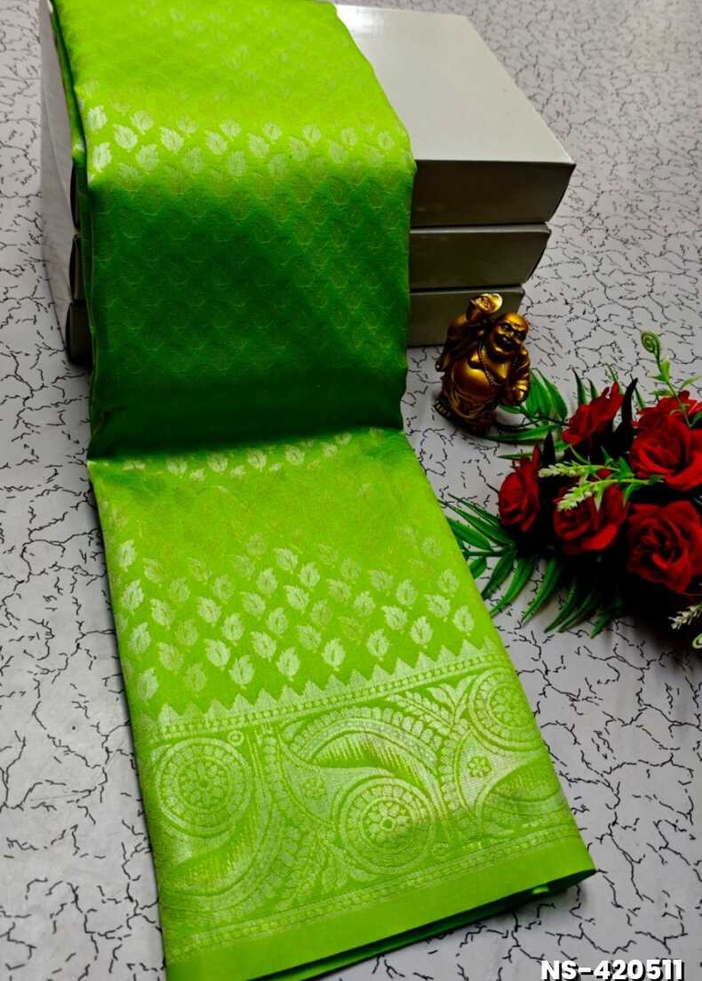 FANCY SILVAR ZARI NILA SAREES - PARET GREEN (2)