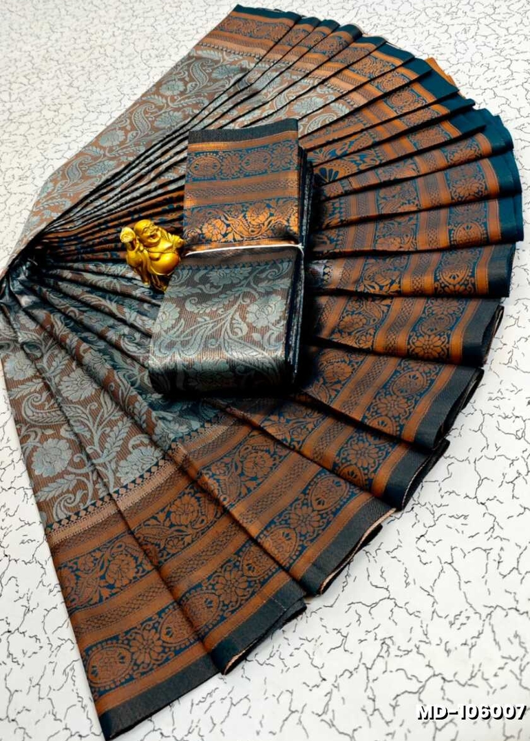 KUBERA TISSUE ELITE  BRIDAL RAPIER FANCY  LIGHT WEIGHT SILK TYPE  MEHANDI DESIGNER SAREES - TEAL COLOUR