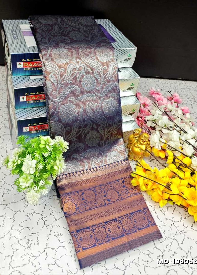 KUBERA TISSUE ELITE  BRIDAL RAPIER FANCY  LIGHT WEIGHT SILK TYPE  MEHANDI DESIGNER SAREES - NORMAL  BLUE