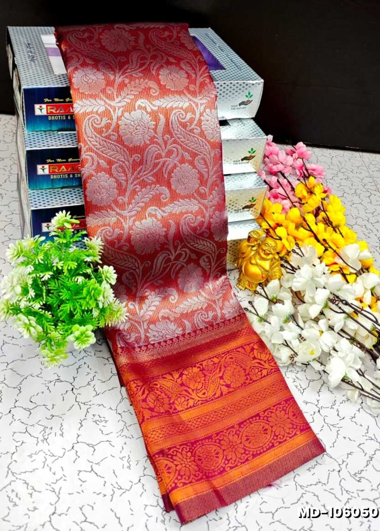 KUBERA TISSUE ELITE  BRIDAL RAPIER FANCY  LIGHT WEIGHT SILK TYPE  MEHANDI DESIGNER SAREES - MEJANTA