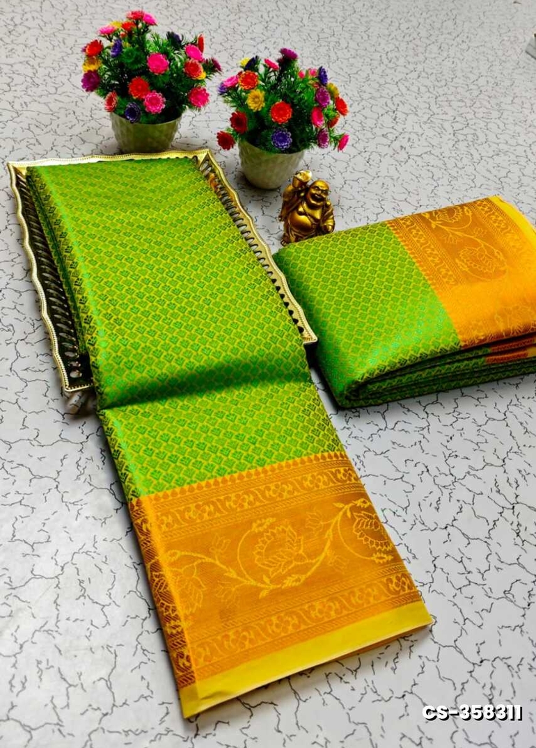 BRIDAL RAPIER COPPER SILK  FANCY  LIGHT WEIGHT SILK  SAREES - PARET GREEN