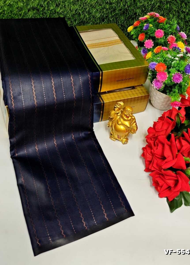 VAIRA OOSI  FANCY  SOFT SILK LIGHT WEIGHT  SAREES - NAVY COLOUR