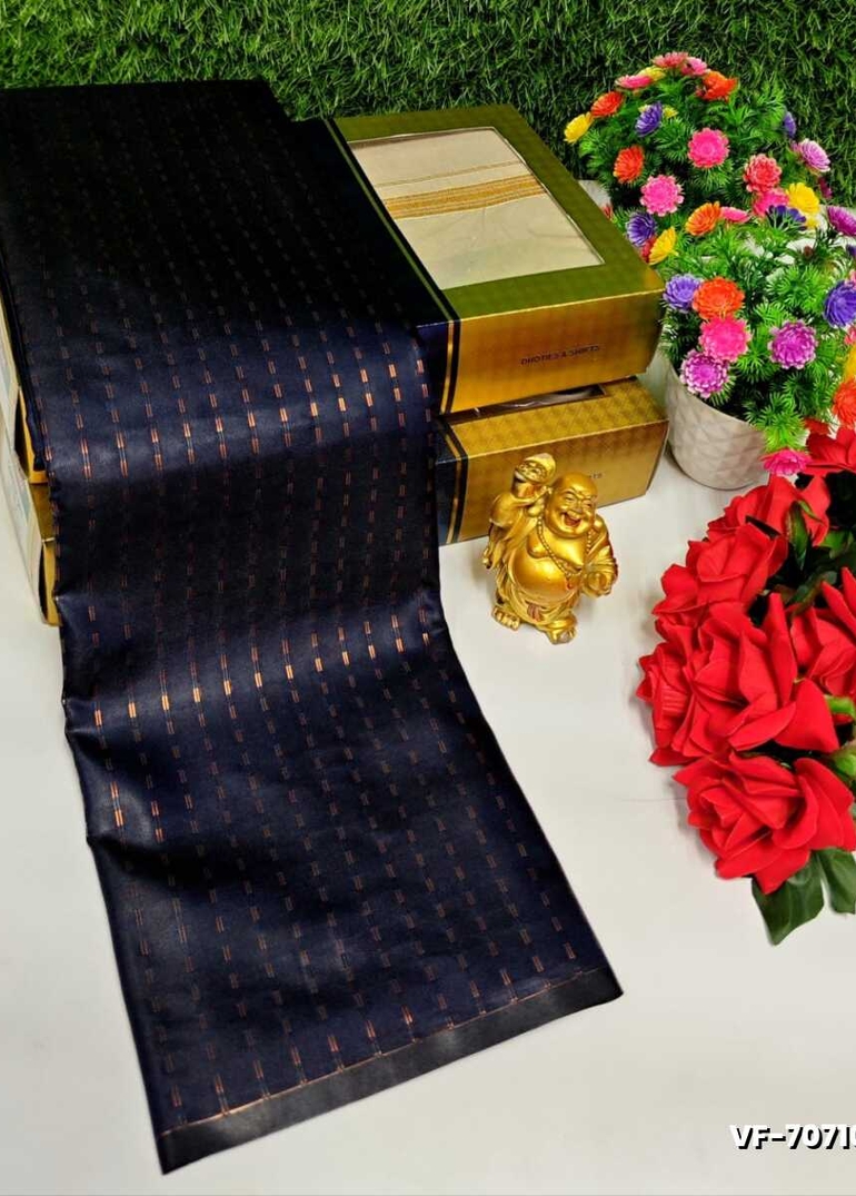 VAIRA OOSI FANCY SOFT SILK LIGHT WEIGHT SAREES - NAVY COLOUR