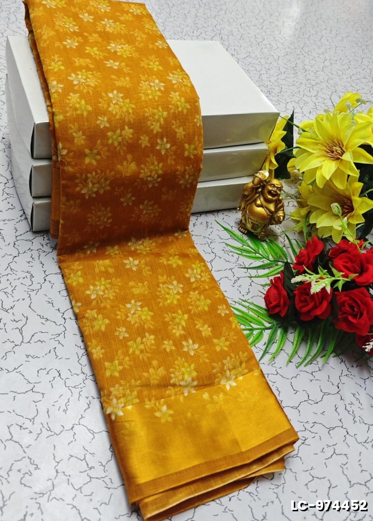 DIGITAL PRINTING LINEN COTTON SAREES - VENTHAYA COLOUR (2)