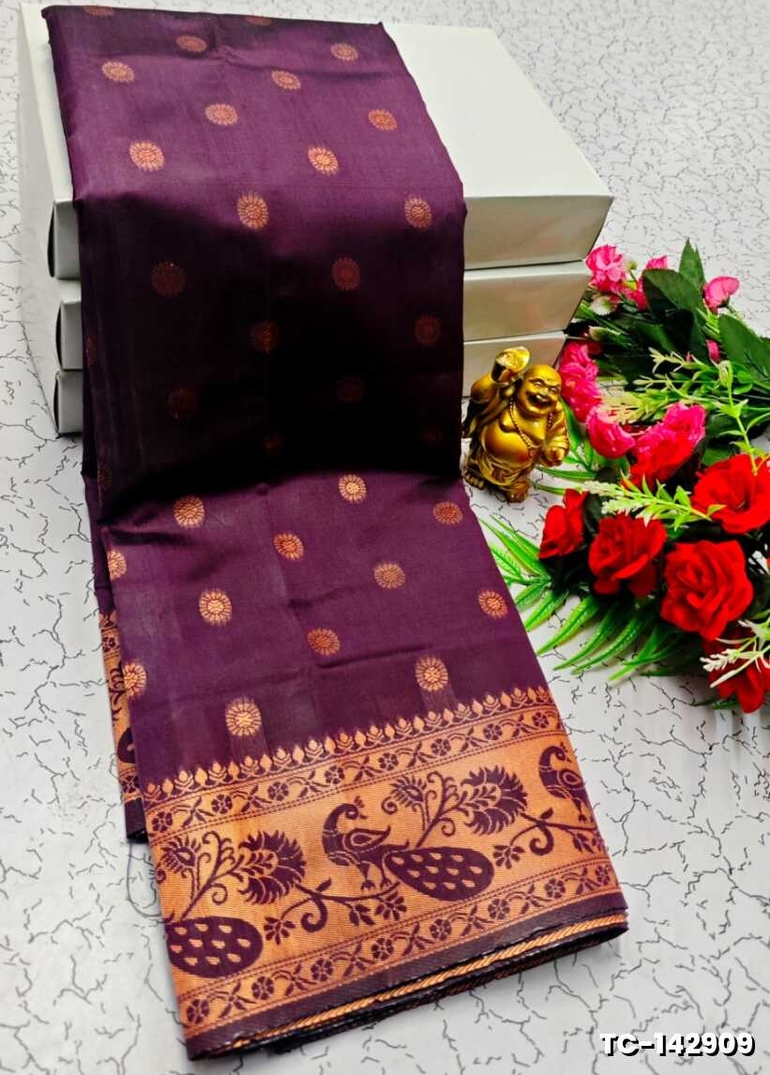 SOFT SILK FANCY BEST QUALITY SILK THENMATHI SAREES - PURPLE COLOUR