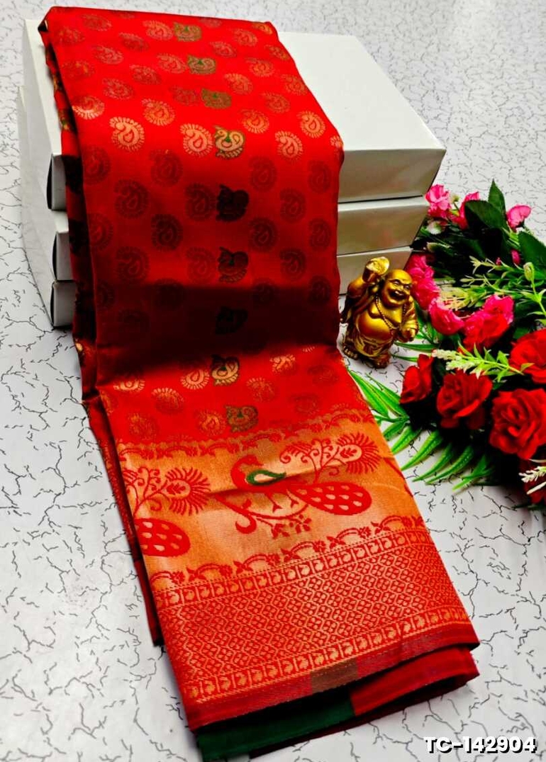 SOFT SILK FANCY BEST QUALITY SILK THENMATHI SAREES - RED