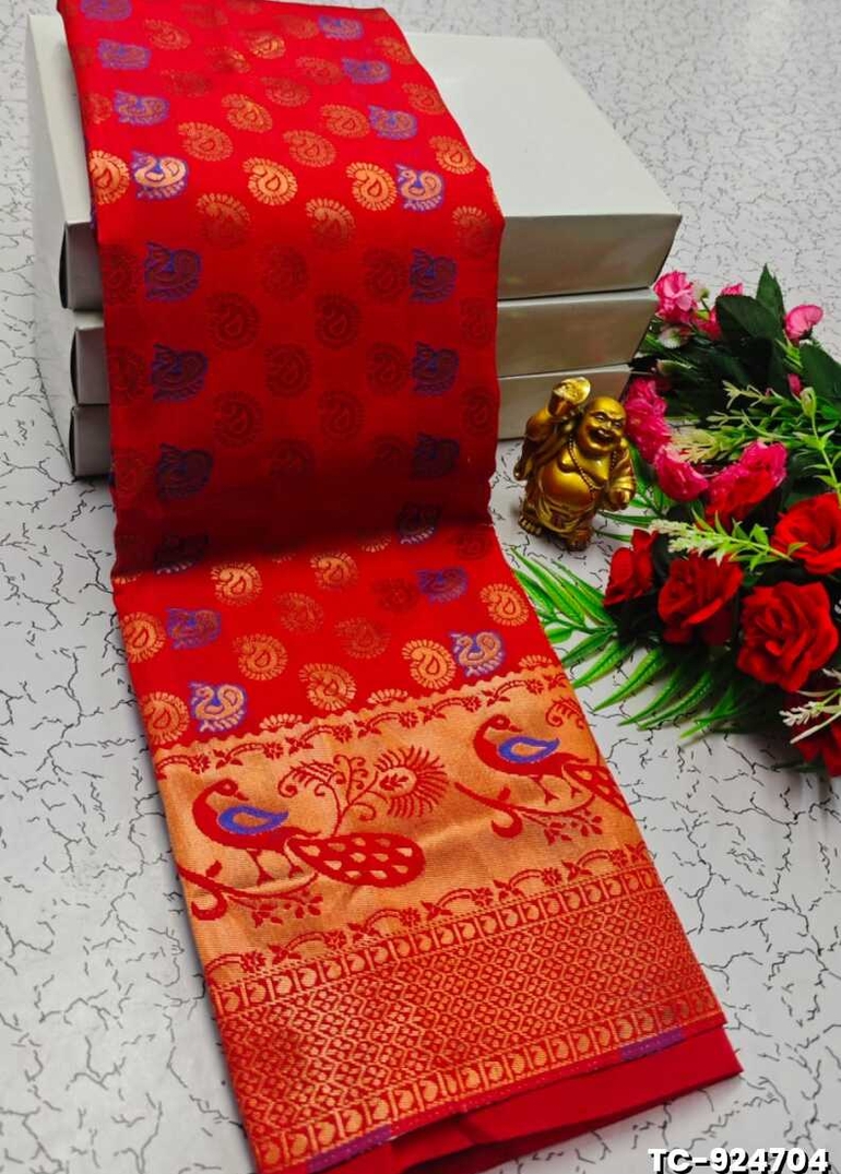 SOFT SILK FANCY BEST QUALITY SILK THENMATHI SAREES - RED (2)