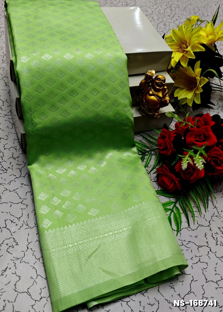 FANCY SILVAR ZARI NILA SAREES - LIGHT GREEN (1)