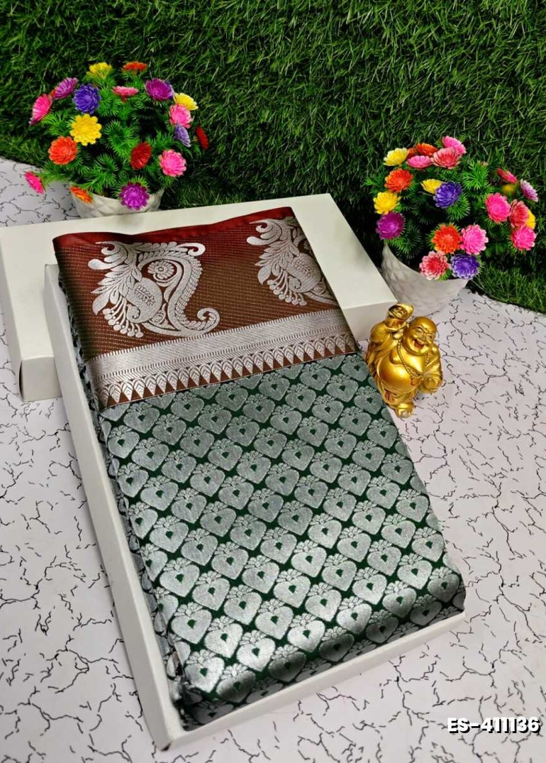 ELITE BRIDAL PICK &PICK SILK SAREES AND WEDDING ART SILK SAREES - BOTTLE GREEN