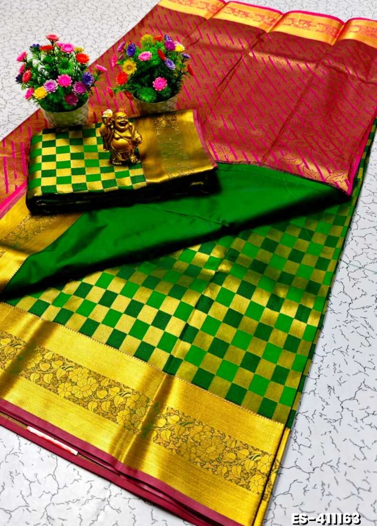 ELITE BRIDAL PICK &PICK SILK SAREES AND WEDDING ART SILK SAREES - GREEN COLOUR