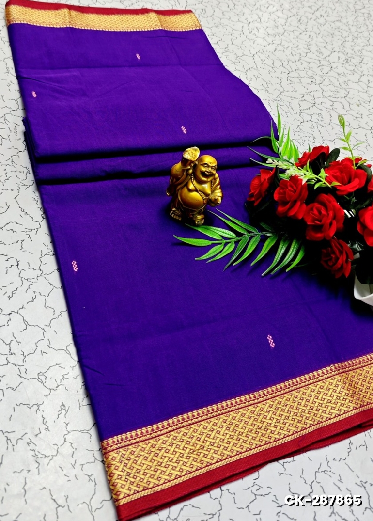 PURE COTTON JARI BORDER SAREES SUMMER SPECIAL COLLECTION - INDIGO COLOUR