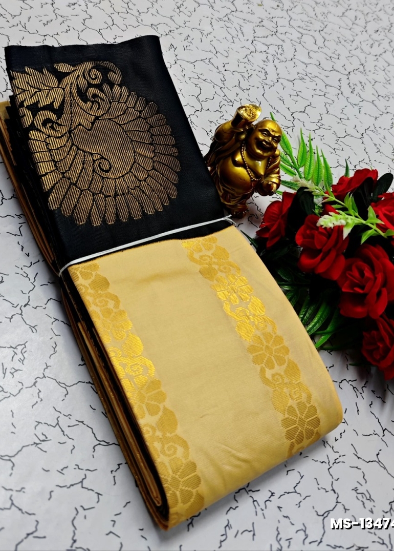 MODERN FANCY SOFT SILK SAREES WITH BUTTA DESIGN - LIGHT PEACH