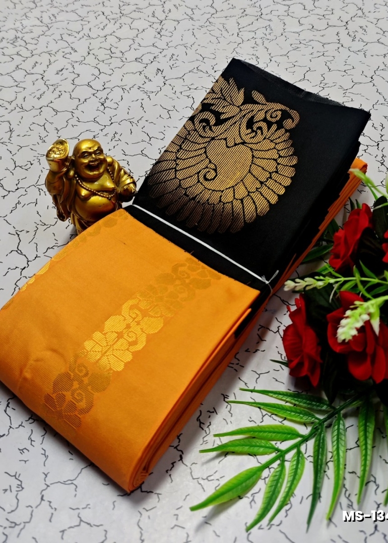 MODERN FANCY SOFT SILK SAREES WITH BUTTA DESIGN - ORANGE