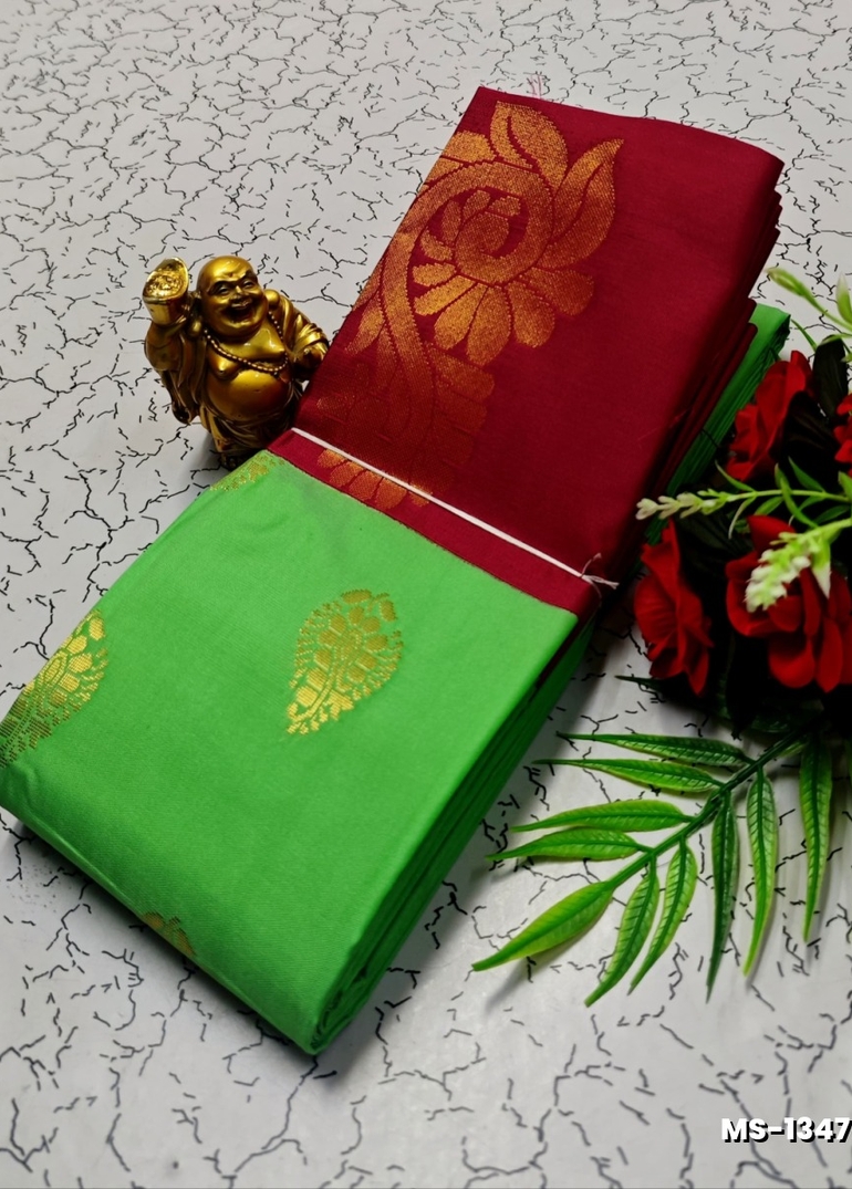 MODERN FANCY SOFT SILK SAREES WITH BUTTA DESIGN - GREEN COLOUR