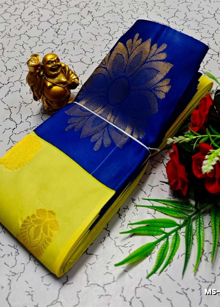 MODERN FANCY SOFT SILK SAREES WITH BUTTA DESIGN - YELLOW (1)