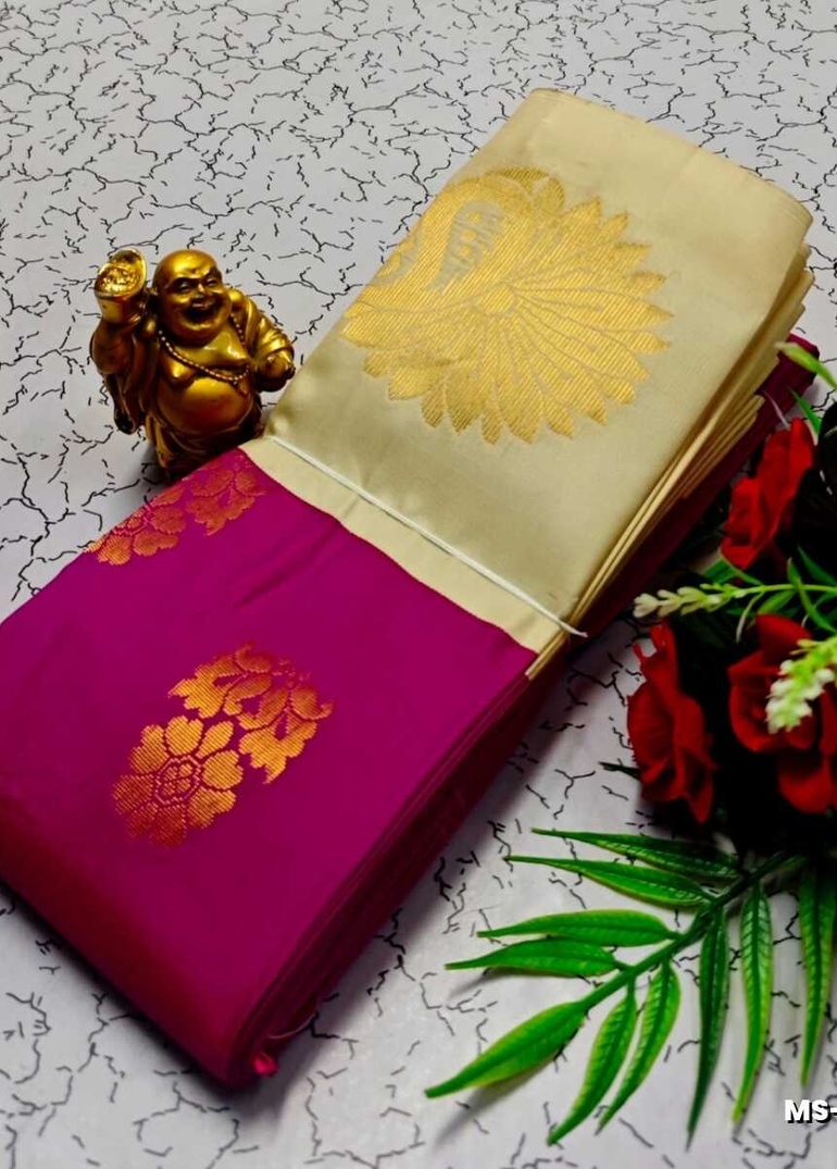 MODERN FANCY SOFT SILK SAREES WITH BUTTA DESIGN - PLUM COLOUR