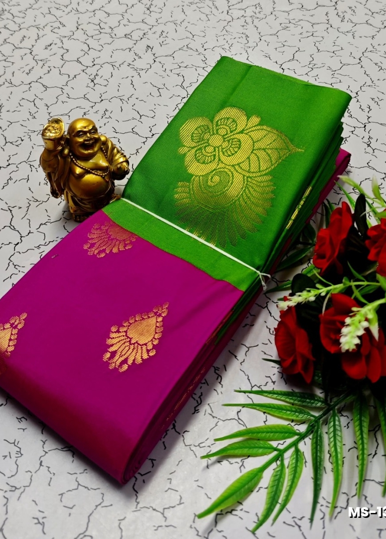 MODERN FANCY SOFT SILK SAREES WITH BUTTA DESIGN - PURPLE COLOUR