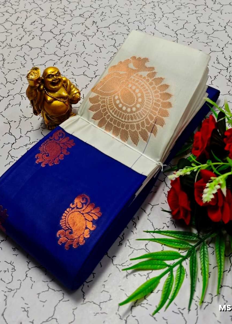 MODERN FANCY SOFT SILK SAREES WITH BUTTA DESIGN - ROYAL BLUE (1)