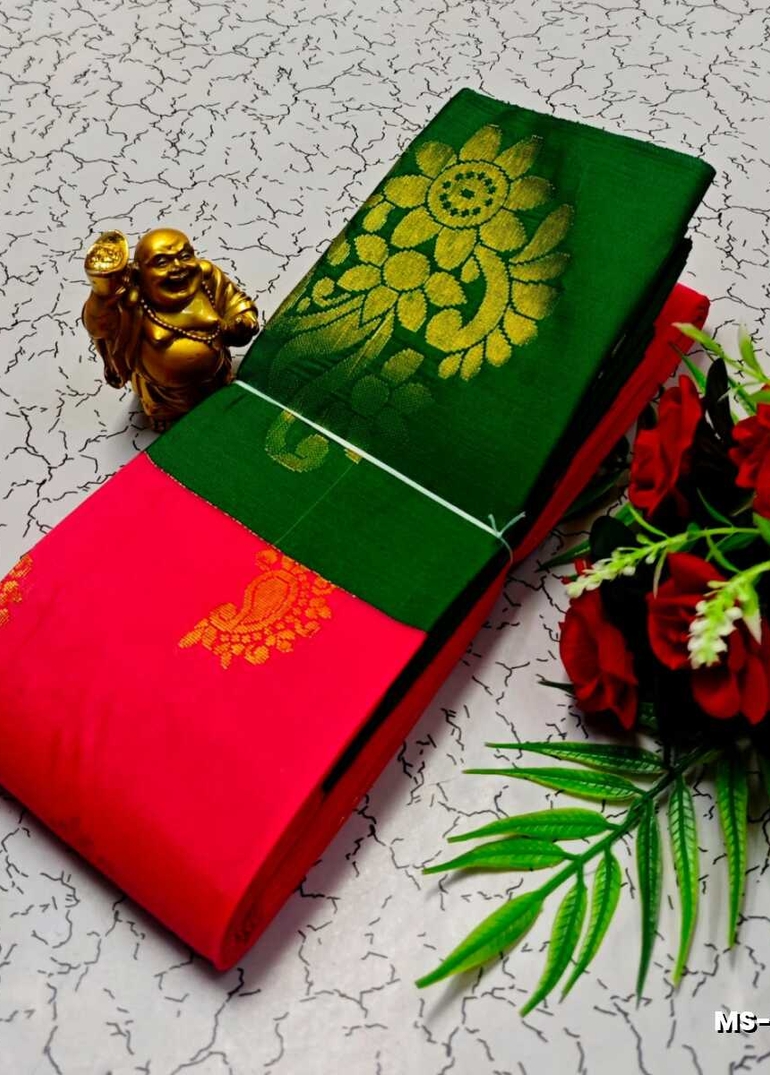 MODERN FANCY SOFT SILK SAREES WITH BUTTA DESIGN - DARK PINK (1)