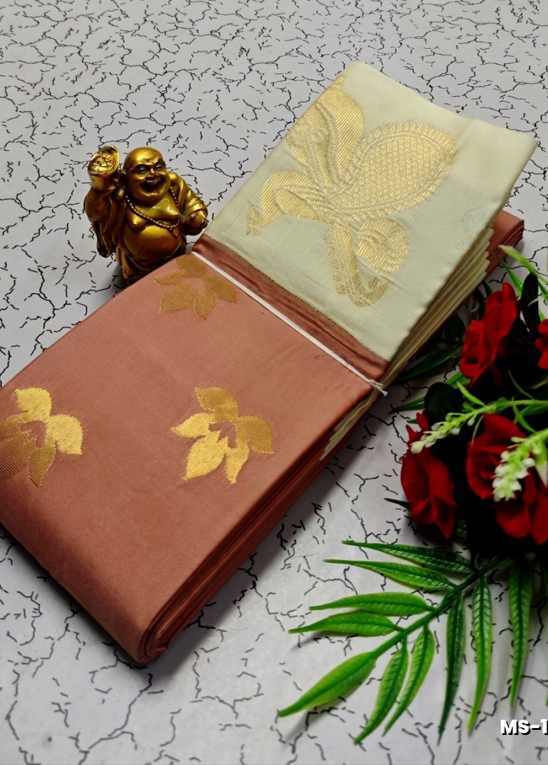 MODERN FANCY SOFT SILK SAREES WITH BUTTA DESIGN - CREAM COLOR
