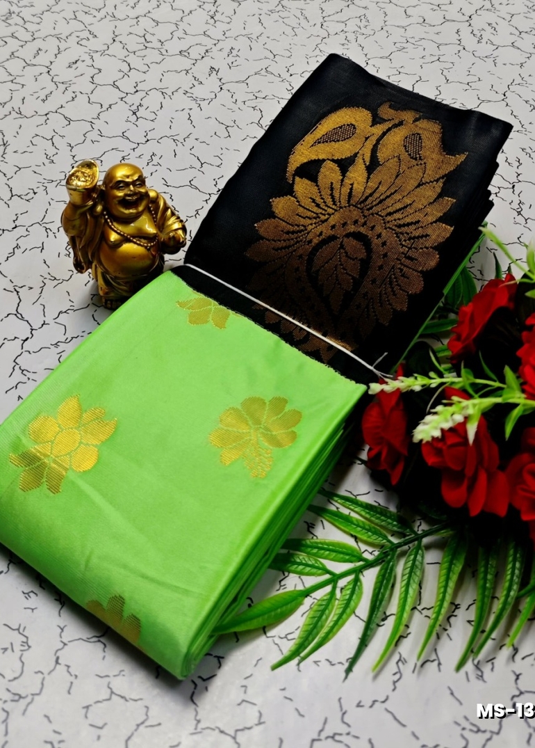 MODERN FANCY SOFT SILK SAREES WITH BUTTA DESIGN - PARET GREEN (1)