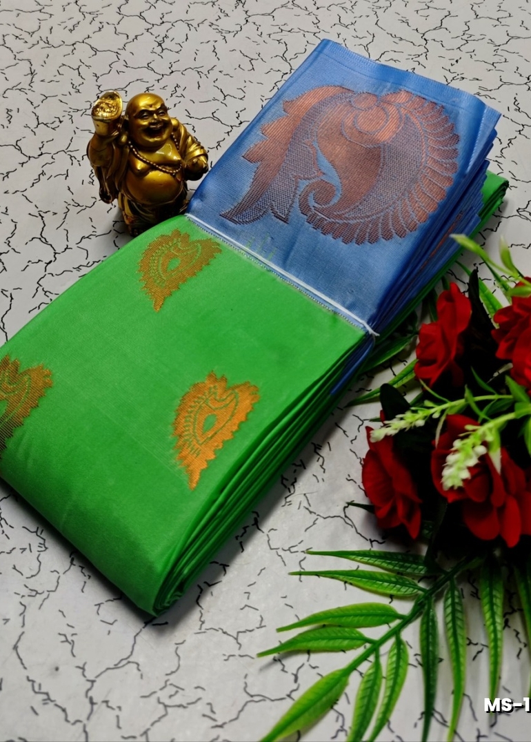 MODERN FANCY SOFT SILK SAREES WITH BUTTA DESIGN - GREEN