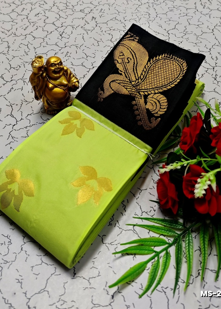 MODERN FANCY SOFT SILK SAREES WITH BUTTA DESIGN - LIGHT GREEN (2)
