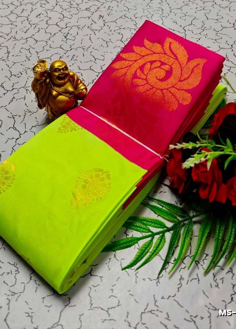MODERN FANCY SOFT SILK SAREES WITH BUTTA DESIGN - PARET GREEN (2)