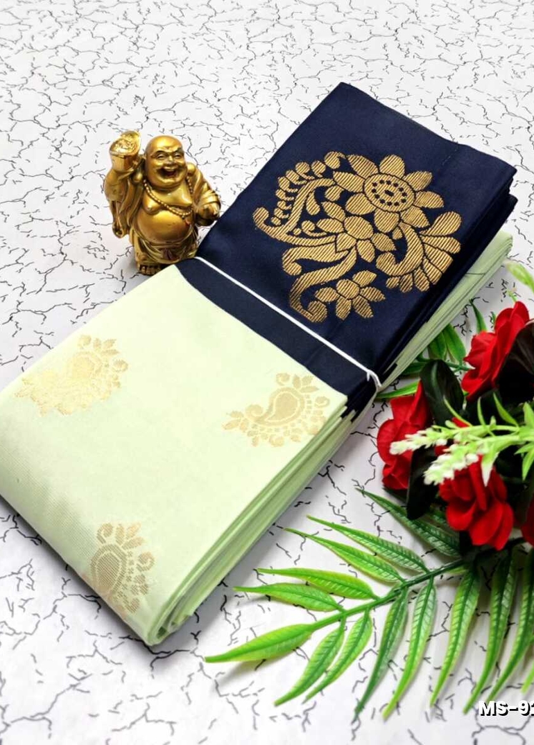 MODERN FANCY SOFT SILK SAREES WITH BUTTA DESIGN - CREAM (1)