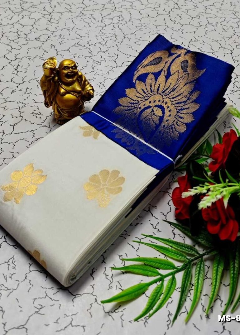 MODERN FANCY SOFT SILK SAREES WITH BUTTA DESIGN - WHITE