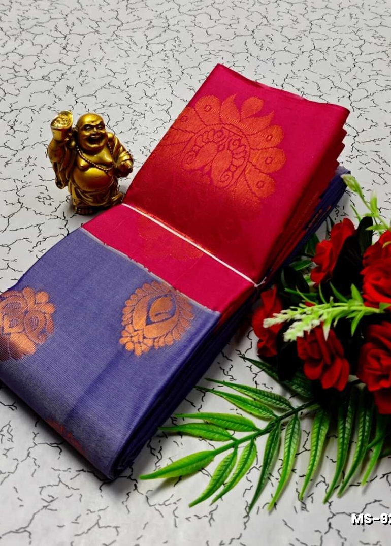 MODERN FANCY SOFT SILK SAREES WITH BUTTA DESIGN - NORMAL  BLUE (1)