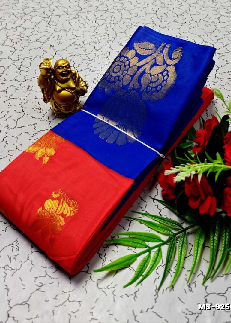 MODERN FANCY SOFT SILK SAREES WITH BUTTA DESIGN - TOMATO COLOUR (2)