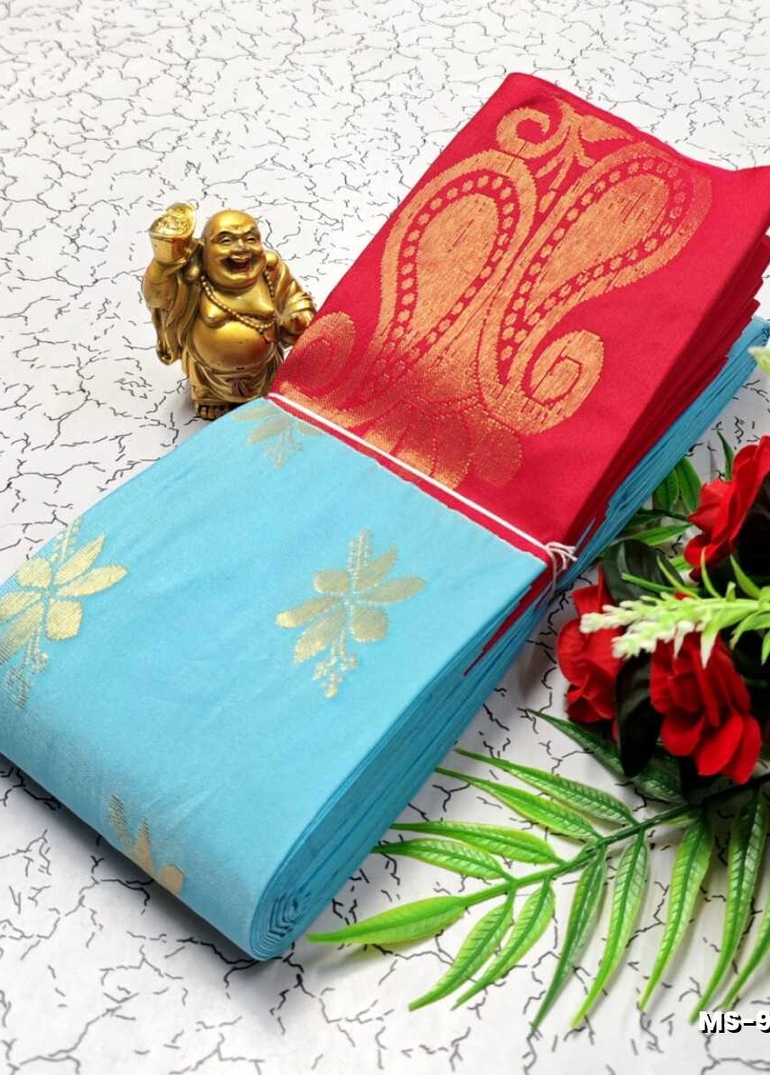 MODERN FANCY SOFT SILK SAREES WITH BUTTA DESIGN - TUQUOISE