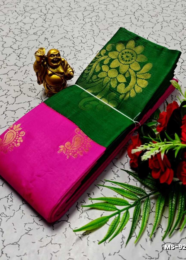 MODERN FANCY SOFT SILK SAREES WITH BUTTA DESIGN - PINK