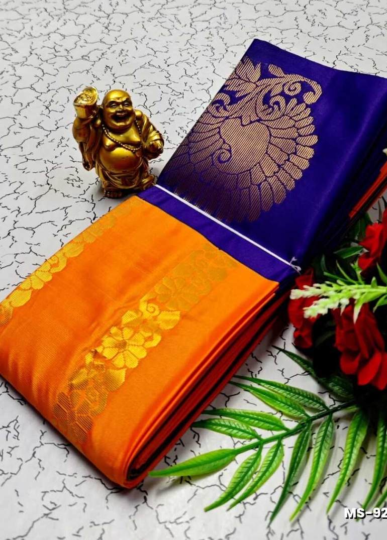 MODERN FANCY SOFT SILK SAREES WITH BUTTA DESIGN - ORANGE (1)