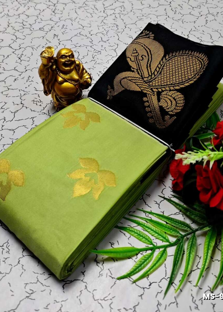 MODERN FANCY SOFT SILK SAREES WITH BUTTA DESIGN - LIGHT GREEN (3)