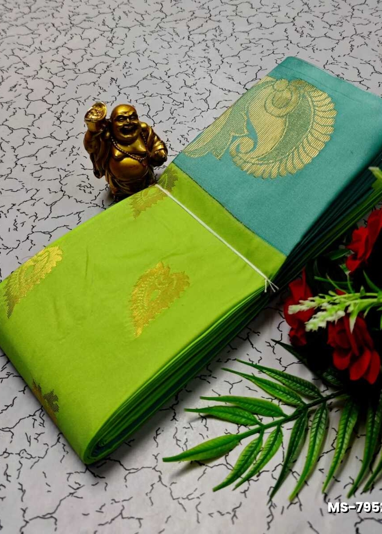 MODERN FANCY SOFT SILK SAREES WITH BUTTA DESIGN - EMERALD COLOUR