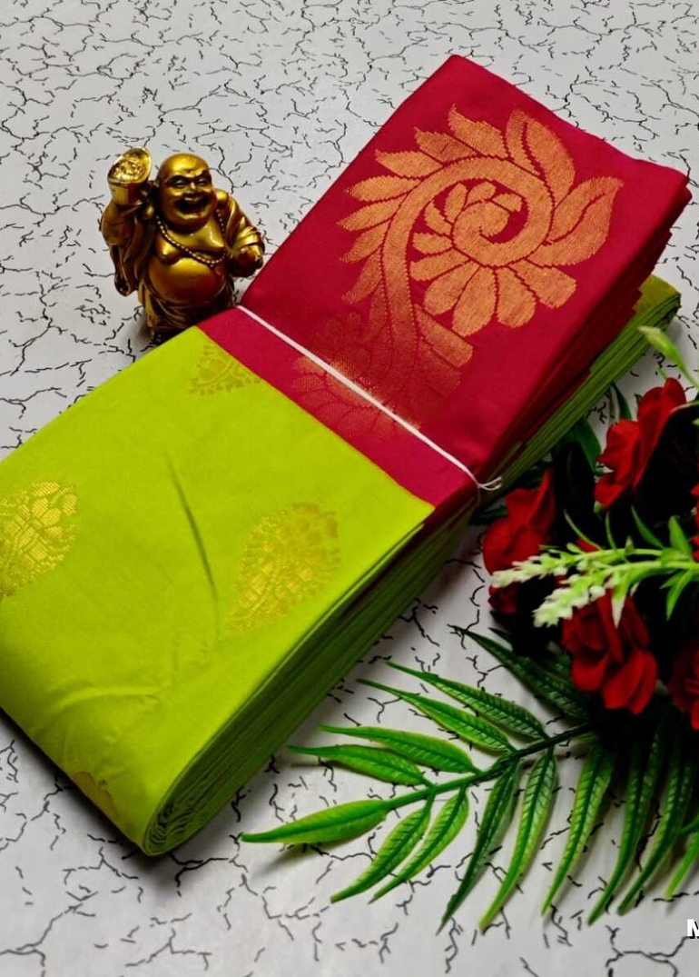 MODERN FANCY SOFT SILK SAREES WITH BUTTA DESIGN - FLORAISON GREEN