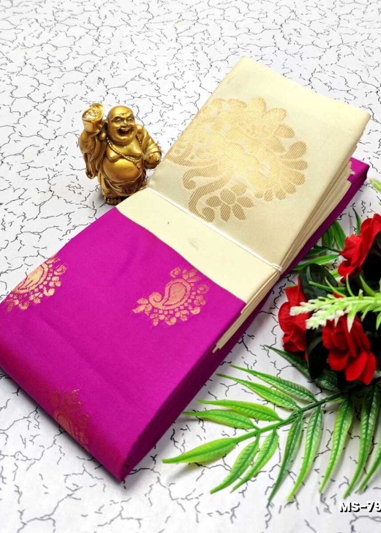 MODERN FANCY SOFT SILK SAREES WITH BUTTA DESIGN - PINK (1)