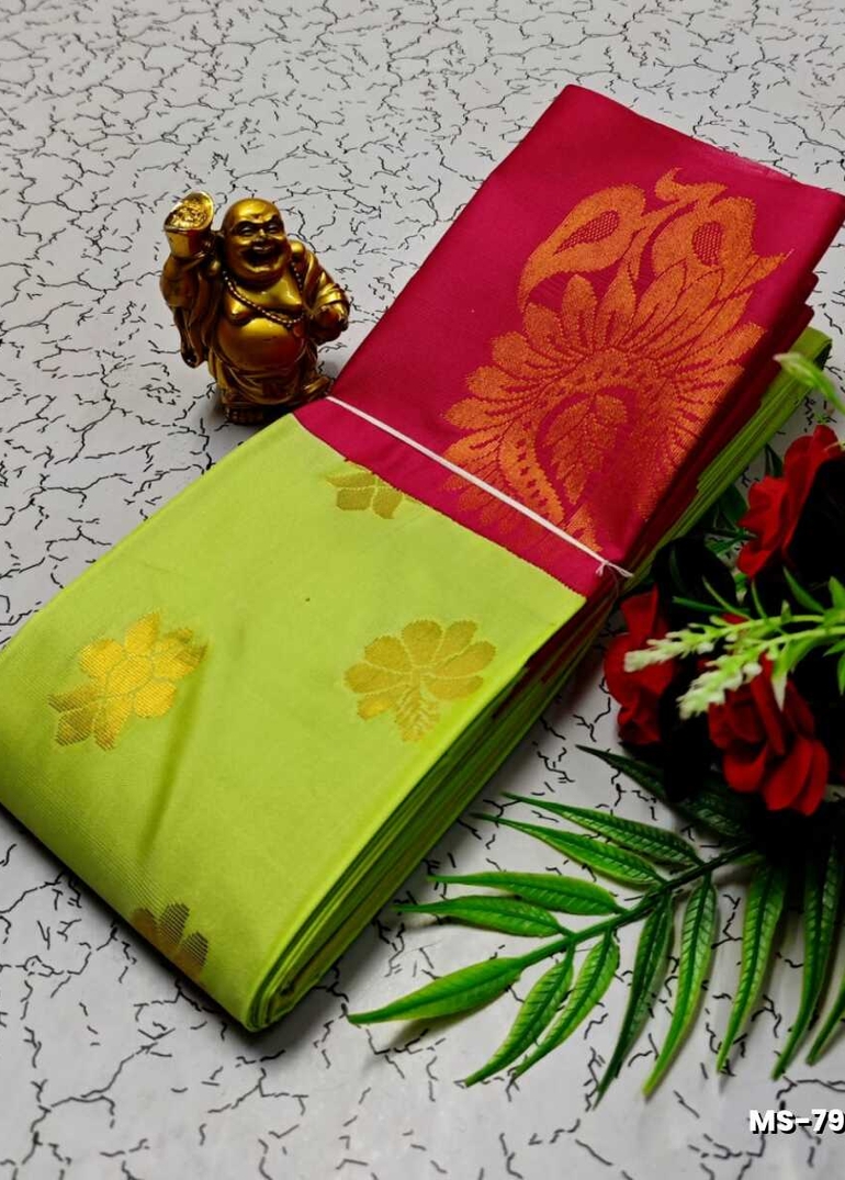 MODERN FANCY SOFT SILK SAREES WITH BUTTA DESIGN - LIGHT GREEN (4)