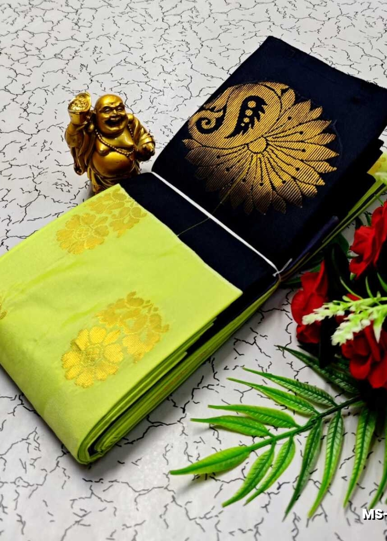 MODERN FANCY SOFT SILK SAREES WITH BUTTA DESIGN - FLORAISON GREEN (1)