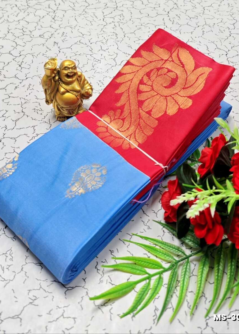 MODERN FANCY SOFT SILK SAREES WITH BUTTA DESIGN - NORMAL  BLUE (2)