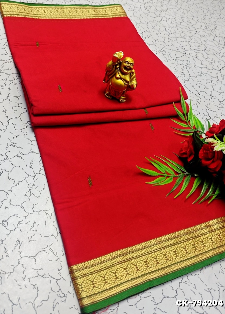 PURE COTTON JARI BORDER SAREES SUMMER SPECIAL COLLECTION - RED (4)