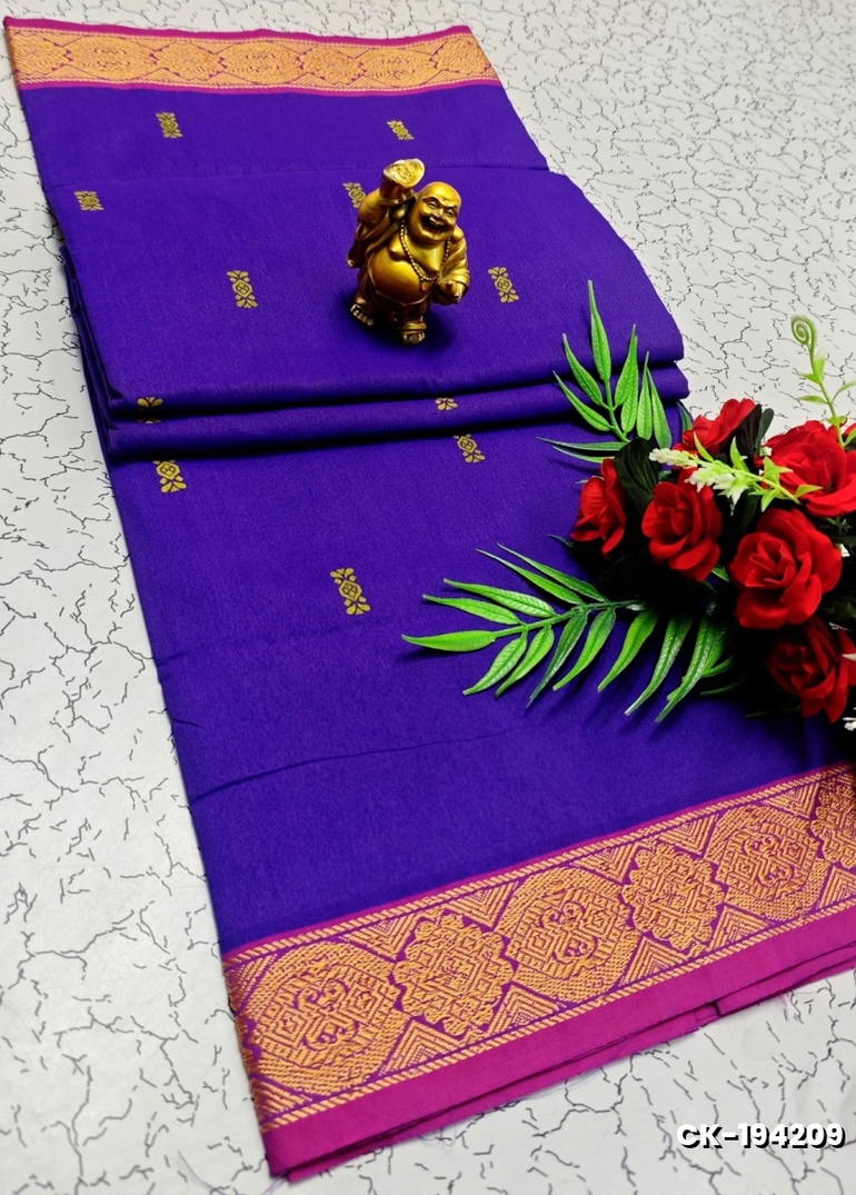 PURE COTTON JARI BORDER SAREES SUMMER SPECIAL COLLECTION - PURPLE COLOUR (1)