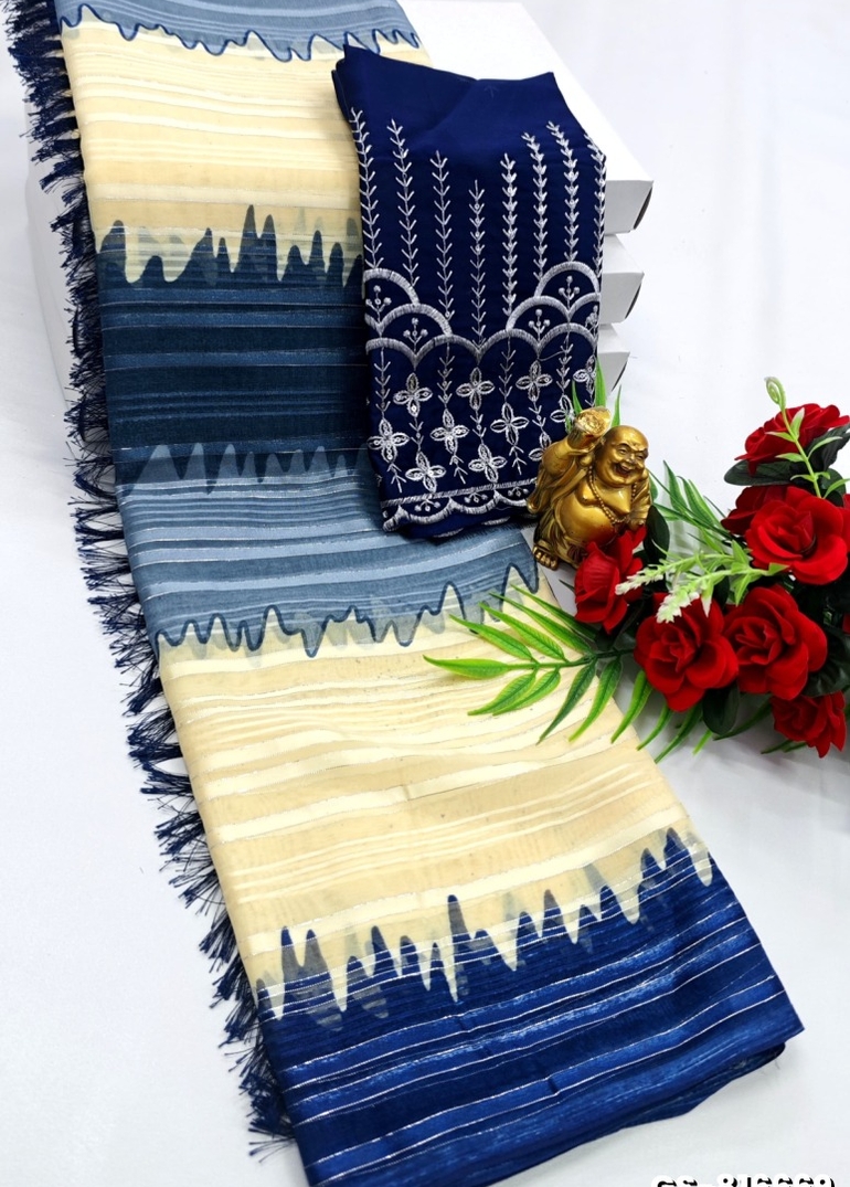 GEORGETTE FANCY SOFT SILK SAREES WITH BLOUSE MODERN FANCY ITEM SAREES- BEIGE COLOUR